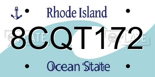 8CQT172 Rhode Island License Plate