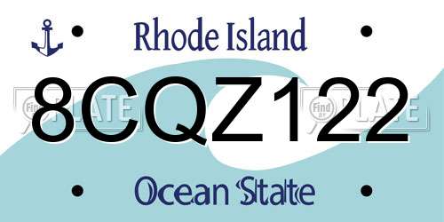 8CQZ122 Rhode Island License Plate