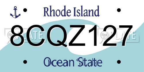 8CQZ127 Rhode Island License Plate