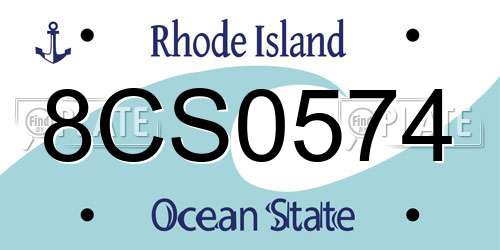 8CS0574 Rhode Island License Plate