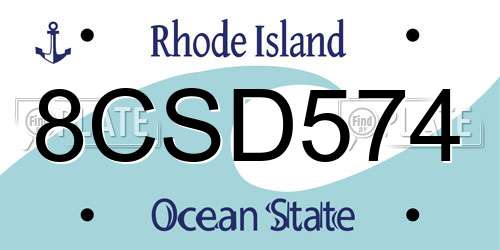 8CSD574 Rhode Island License Plate