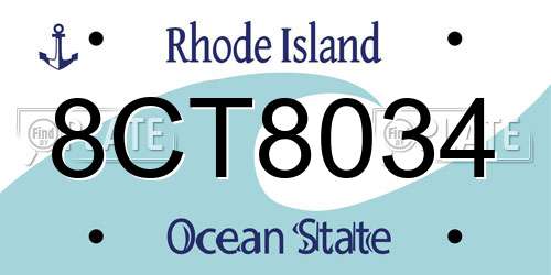 8CT8034 Rhode Island License Plate