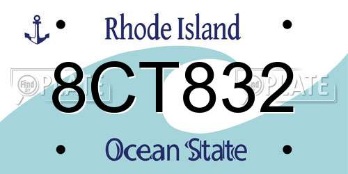 8CT832 Rhode Island License Plate