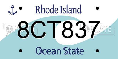 8CT837 Rhode Island License Plate