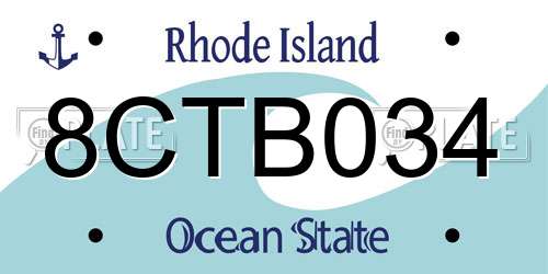 8CTB034 Rhode Island License Plate