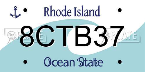 8CTB37 Rhode Island License Plate