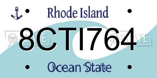 8CTI764 Rhode Island License Plate