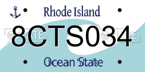 8CTS034 Rhode Island License Plate