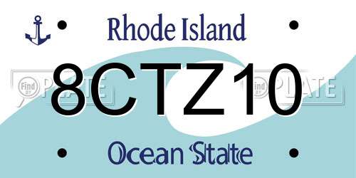 8CTZ10 Rhode Island License Plate