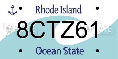 8CTZ61 Rhode Island License Plate