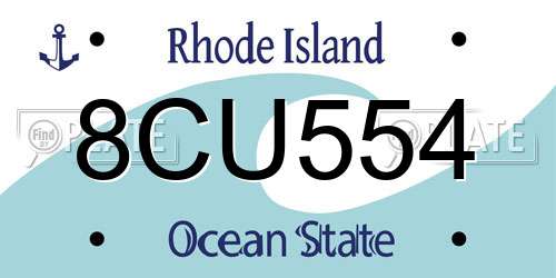 8CU554 Rhode Island License Plate