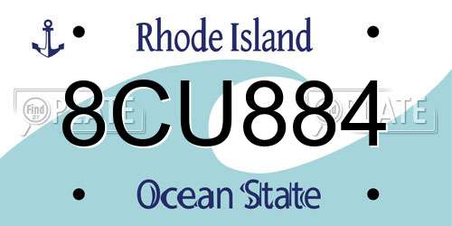 8CU884 Rhode Island License Plate