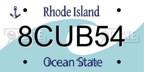 8CUB54 Rhode Island License Plate