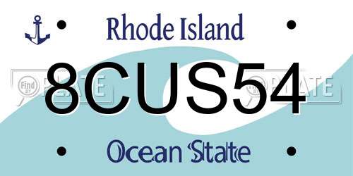 8CUS54 Rhode Island License Plate