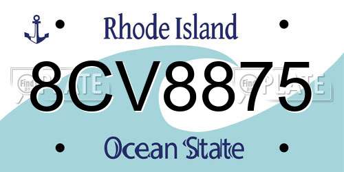 8CV8875 Rhode Island License Plate