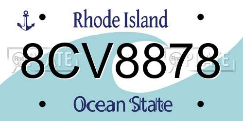8CV8878 Rhode Island License Plate