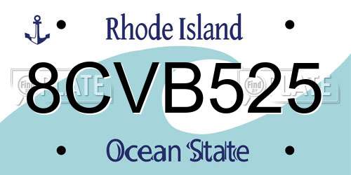 8CVB525 Rhode Island License Plate