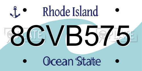 8CVB575 Rhode Island License Plate