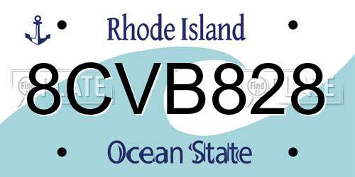 8CVB828 Rhode Island License Plate