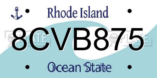 8CVB875 Rhode Island License Plate