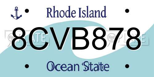 8CVB878 Rhode Island License Plate