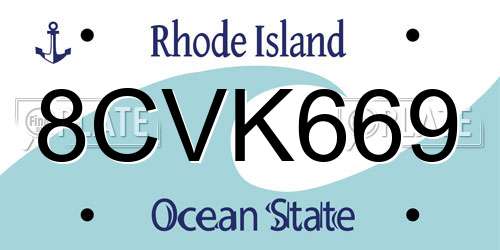 8CVK669 Rhode Island License Plate