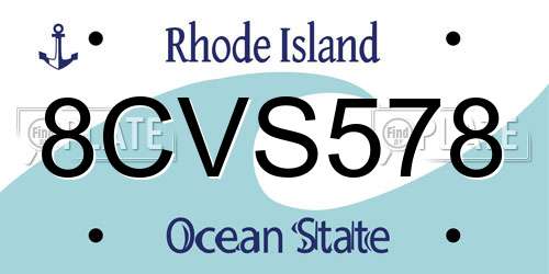 8CVS578 Rhode Island License Plate