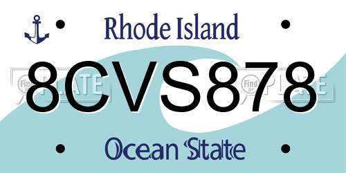 8CVS878 Rhode Island License Plate
