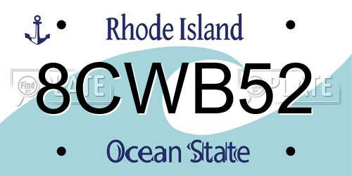 8CWB52 Rhode Island License Plate