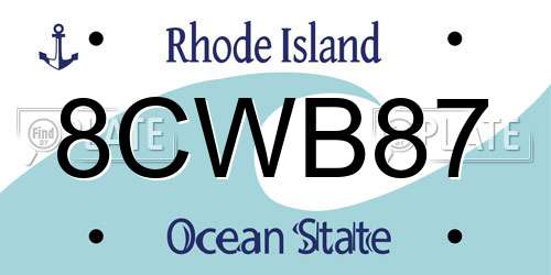 8CWB87 Rhode Island License Plate