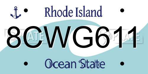 8CWG611 Rhode Island License Plate