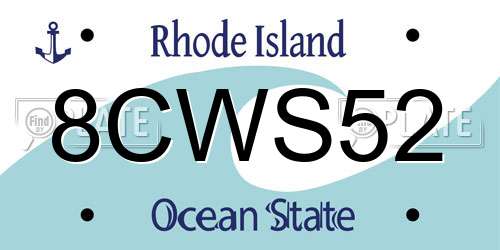 8CWS52 Rhode Island License Plate