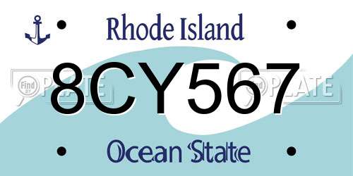 8CY567 Rhode Island License Plate