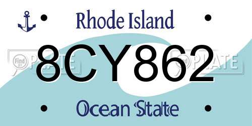 8CY862 Rhode Island License Plate