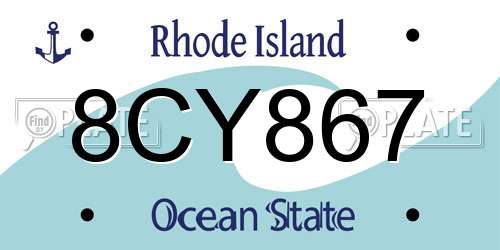 8CY867 Rhode Island License Plate