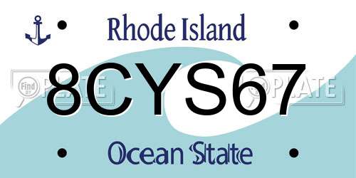 8CYS67 Rhode Island License Plate