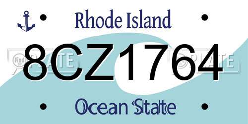 8CZ1764 Rhode Island License Plate
