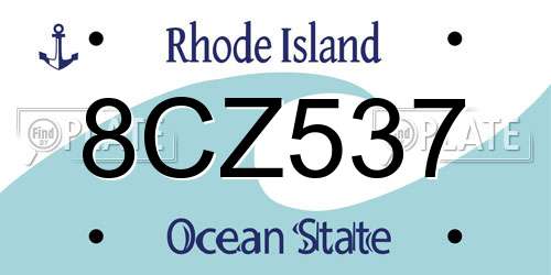 8CZ537 Rhode Island License Plate