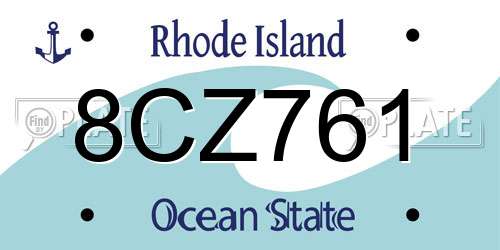 8CZ761 Rhode Island License Plate