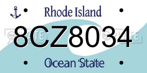 8CZ8034 Rhode Island License Plate