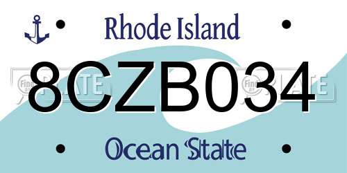 8CZB034 Rhode Island License Plate