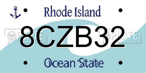 8CZB32 Rhode Island License Plate
