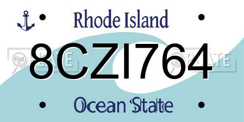 8CZI764 Rhode Island License Plate