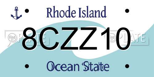 8CZZ10 Rhode Island License Plate