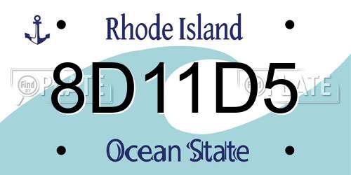 8D11D5 Rhode Island License Plate
