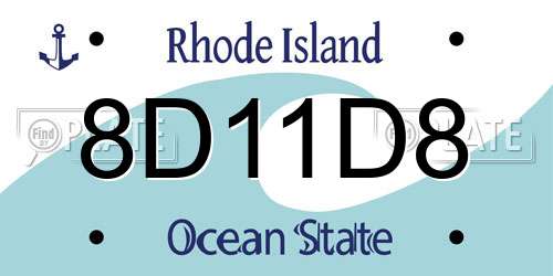 8D11D8 Rhode Island License Plate