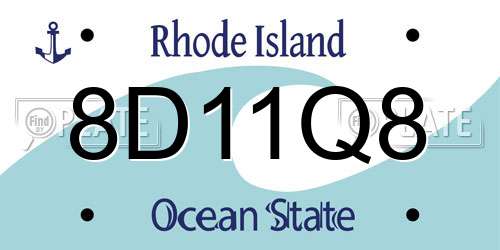 8D11Q8 Rhode Island License Plate