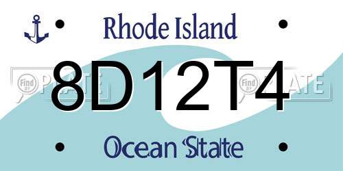 8D12T4 Rhode Island License Plate