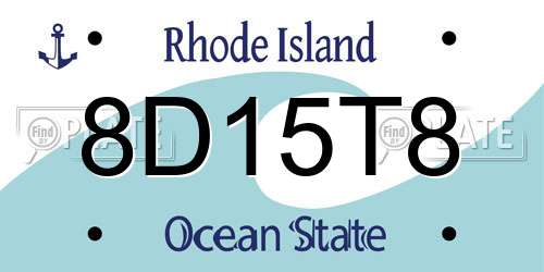 8D15T8 Rhode Island License Plate