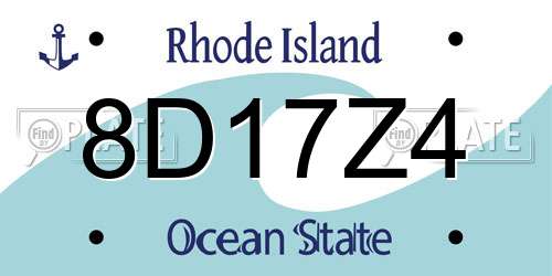 8D17Z4 Rhode Island License Plate